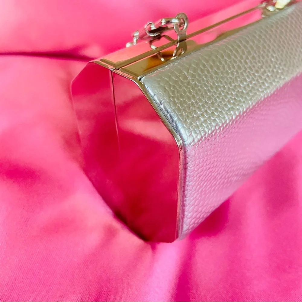 Silver lizard embossed evening bag clutch